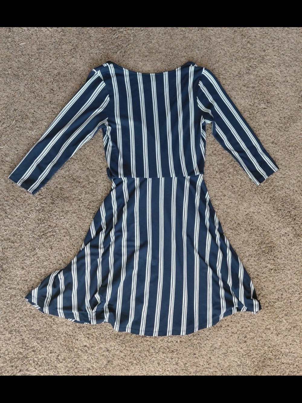 Navy and White Stripe Women's Size Small Knee Length Dress - Picture 6 of 6